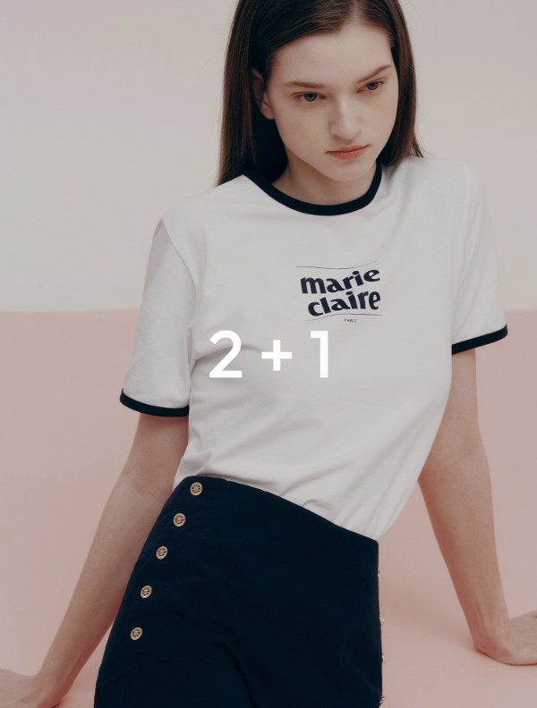 마리끌레르 [2+1] 마리 로고 배색 티셔츠(MAEBTS01M)