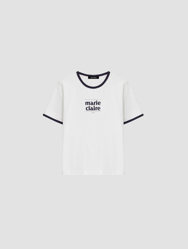 마리끌레르 마리 로고 배색 티셔츠(MAEBTS01MWH)