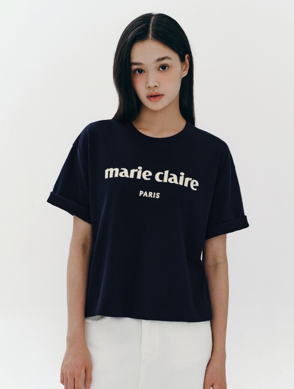 마리끌레르 오버핏 로고 프린팅 티셔츠(MAEBTS03MNY)